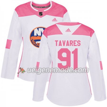 Dame Eishockey New York Islanders Trikot John Tavares 91 Adidas 2017-2018 Weiß Pink Fashion Authentic